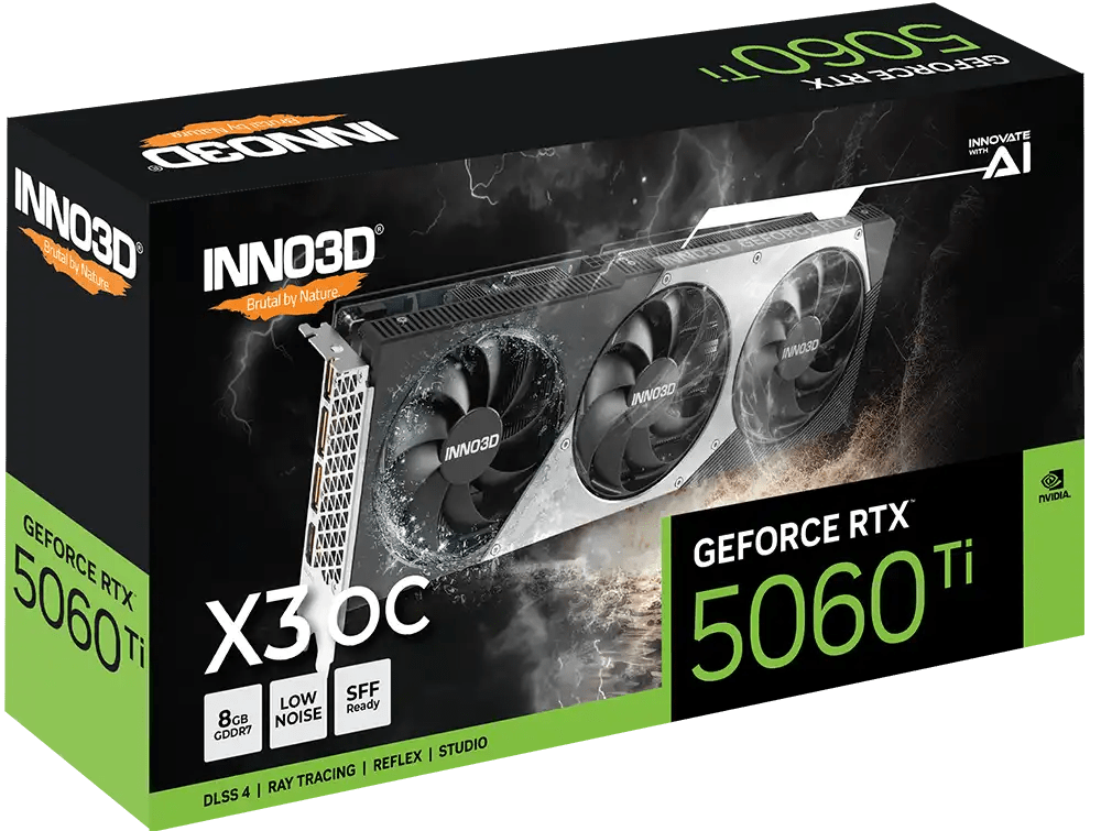 INNO3D GeForce RTX™ 5060 Ti 8GB X3 OC 8GB GDDR7 Graphic Card | N506T3 - 08D7X - 193075L - 8886307700766 - Vektra Computers LLC INNO3D GeForce RTX™ 5060 Ti 8GB X3 OC 8GB GDDR7 Graphic Card | N506T3 - 08D7X - 193075L - 8886307700766 - Vektra Computers LLC